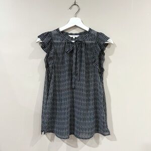 & Other Stories Blouse Women’s 36 Sm Black Patterned Boho Chic Flutter Sleeve